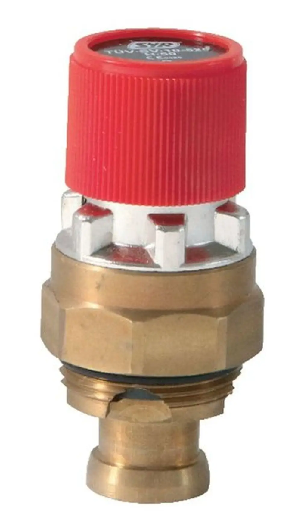 SYR Ventilpatrone mit rotem Deckel und metallischem Körper, ausgestattet mit Gewindeanschluss, geeignet zur Verwendung in bestimmten Ventilsystemen.
